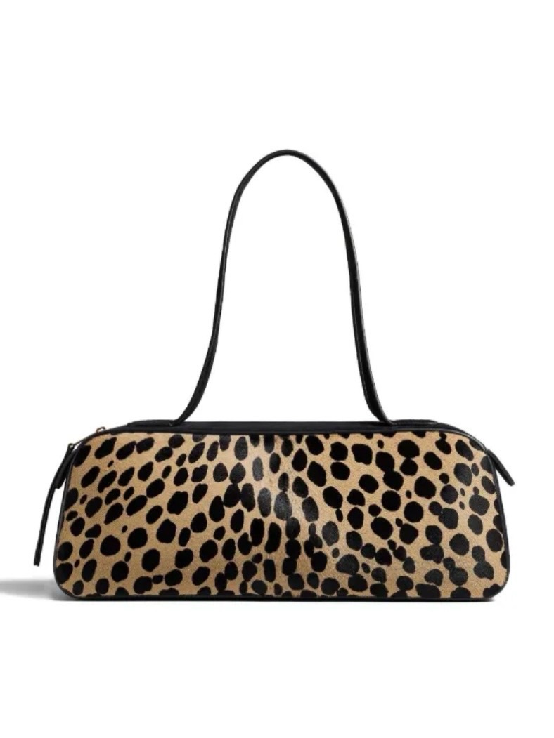 Khaite Leopard-Print Shoulder Bag In Calf Hair & Suede